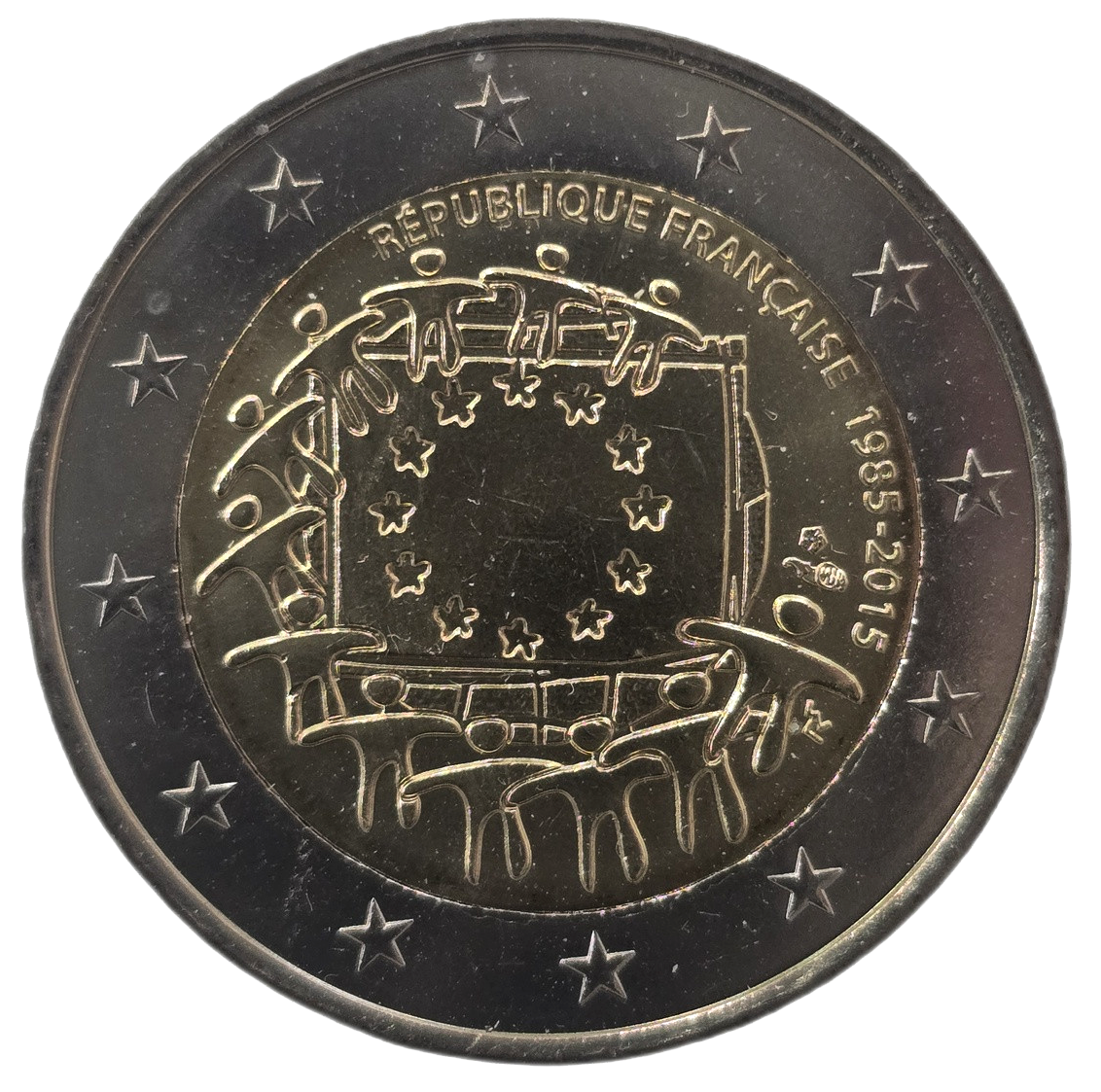 2 euros conmemorativa XXX Aniversario de la Bandera Europea